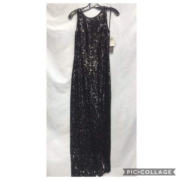 AIDAN MATTOX BLACK sleeveless sequins silk GOWN - Picture 6 of 6